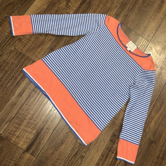 Sail to sable knit nautical blue stripped sweater top small coral coastal spring - Picture 1 of 3